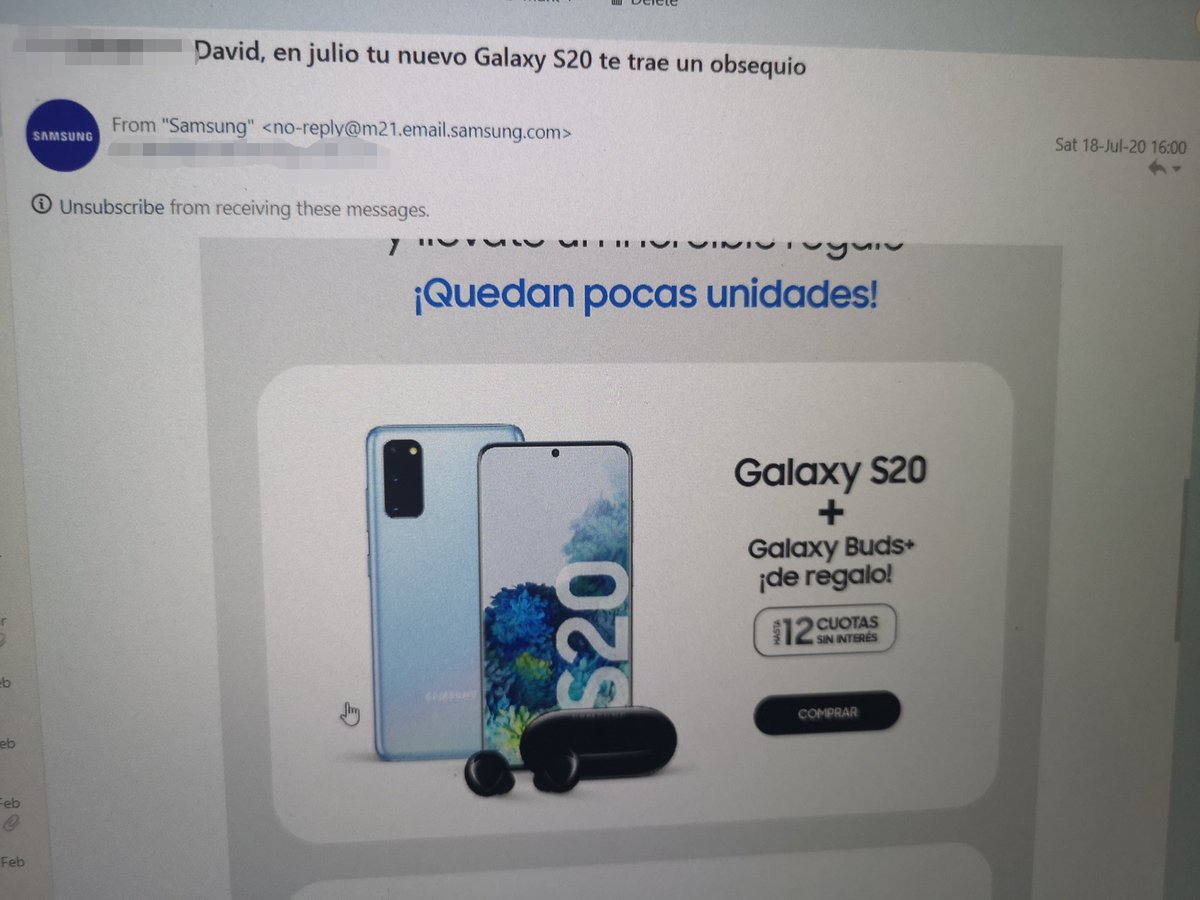 davidgsalta's tweet photo. @SamsungArg @SamsungResponde @Samsung
Nadie puede darme respuesta en el 0800-555-7267 (funciona pésimo) . La página para comprar el bundle de GalaxyS20+ y Galaxy Buds está caída. PUBLICIDAD ENGAÑOSA? Solo quiero comprar... Me dejan? https://t.co/o5cLqhIo5d