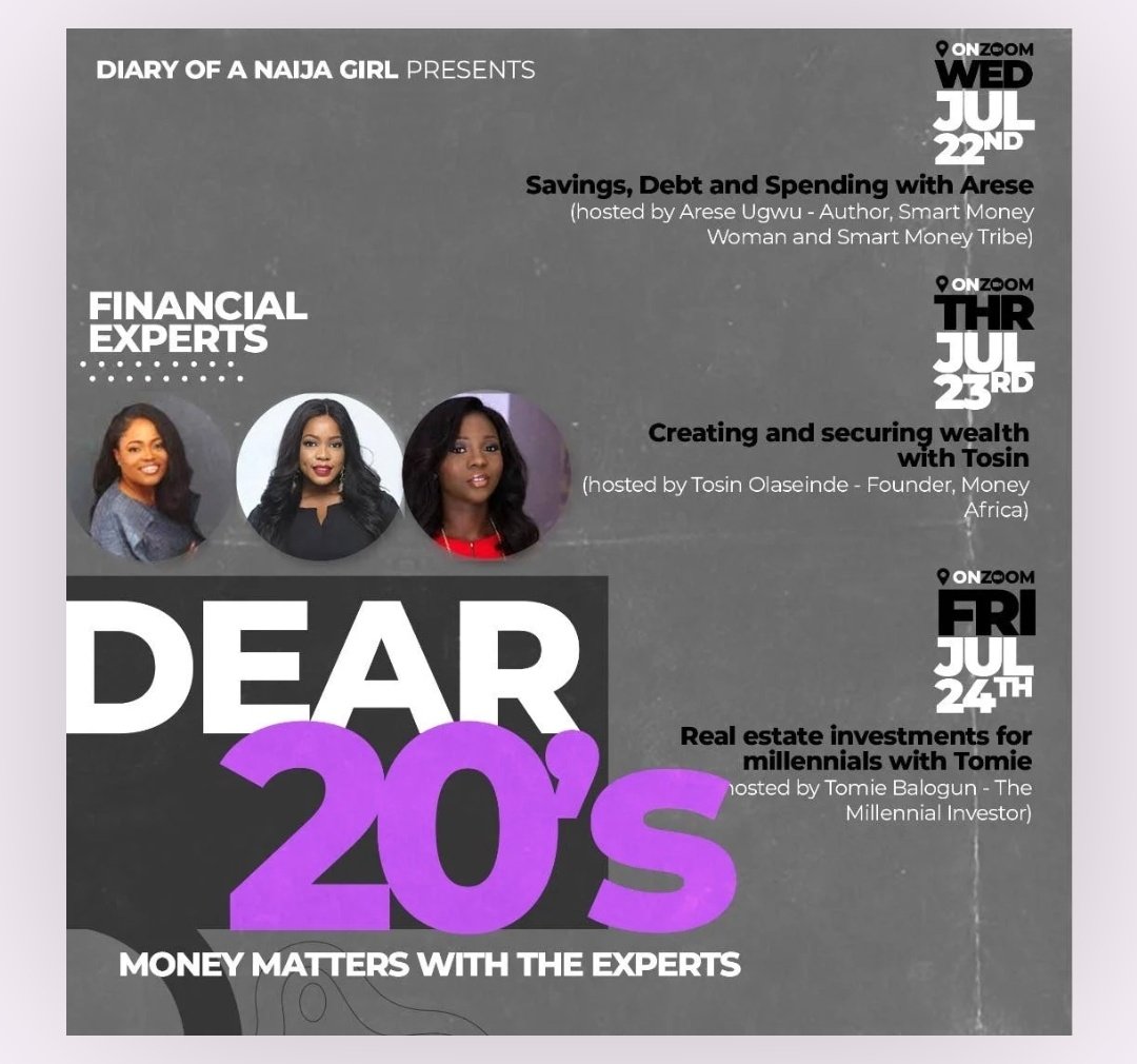 Day 1 was 🔥🔥🔥

Thank you <a href="/diaryofa9jagirl/">Ìfẹ́</a> &amp; <a href="/smartmoneyarese/">Arese Ugwu</a> for an awesome webinar! #financialliteracy #dear20s