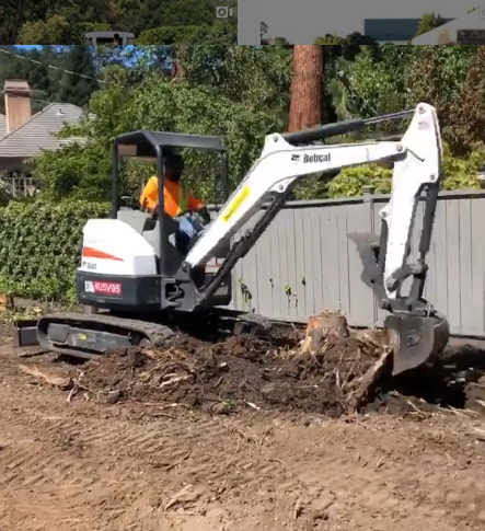 SFBayExcavation's tweet photo. Pulling a stubborn tree stump, using a E35 #bobcat #excavator. Excavator provided by #Hercrentals. Click the link to watch this and our other job site videos. https://t.co/crDQPSEliF #backyardmakeovers https://t.co/e01eWsIS10