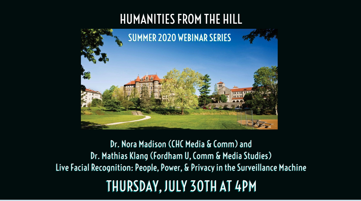 ChcHumanities's tweet photo. In just about a week, join us as we venture inside the Surveillance Machine with Drs. Nora Madison and Mathias Klang.  To register:  https://t.co/ZdCduXZELA https://t.co/zuaR1TN2qs