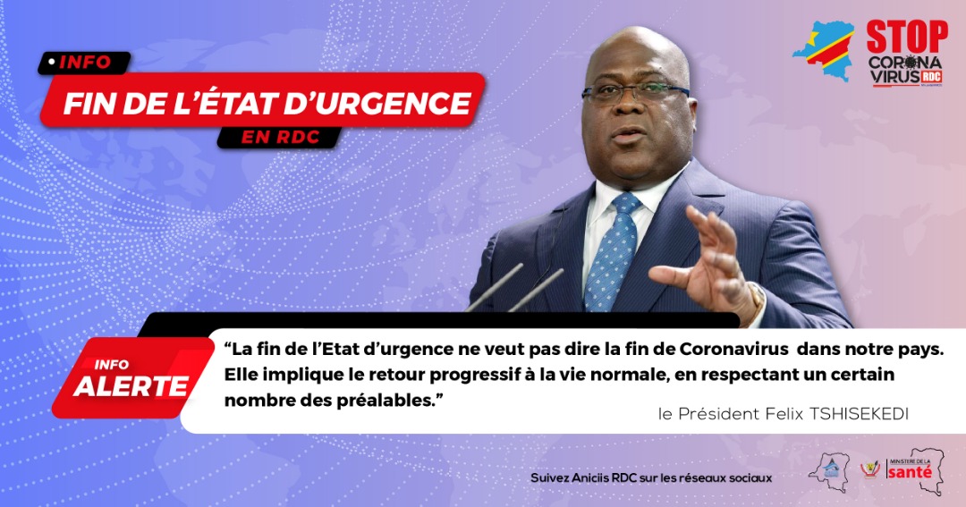 aniciisrdc's tweet photo. Le Président Félix Tshisekedi a annoncé ce 21 juillet la procédure à suivre pour la reprise des activités suspendues le 24 mars pour empêcher la propagation de la pandémie de Coronavirus, en soulignant que nous devons vivre avec cette maladie sans peur ni stigmatisation
#ANICiiS https://t.co/T1Os8ZXbp3