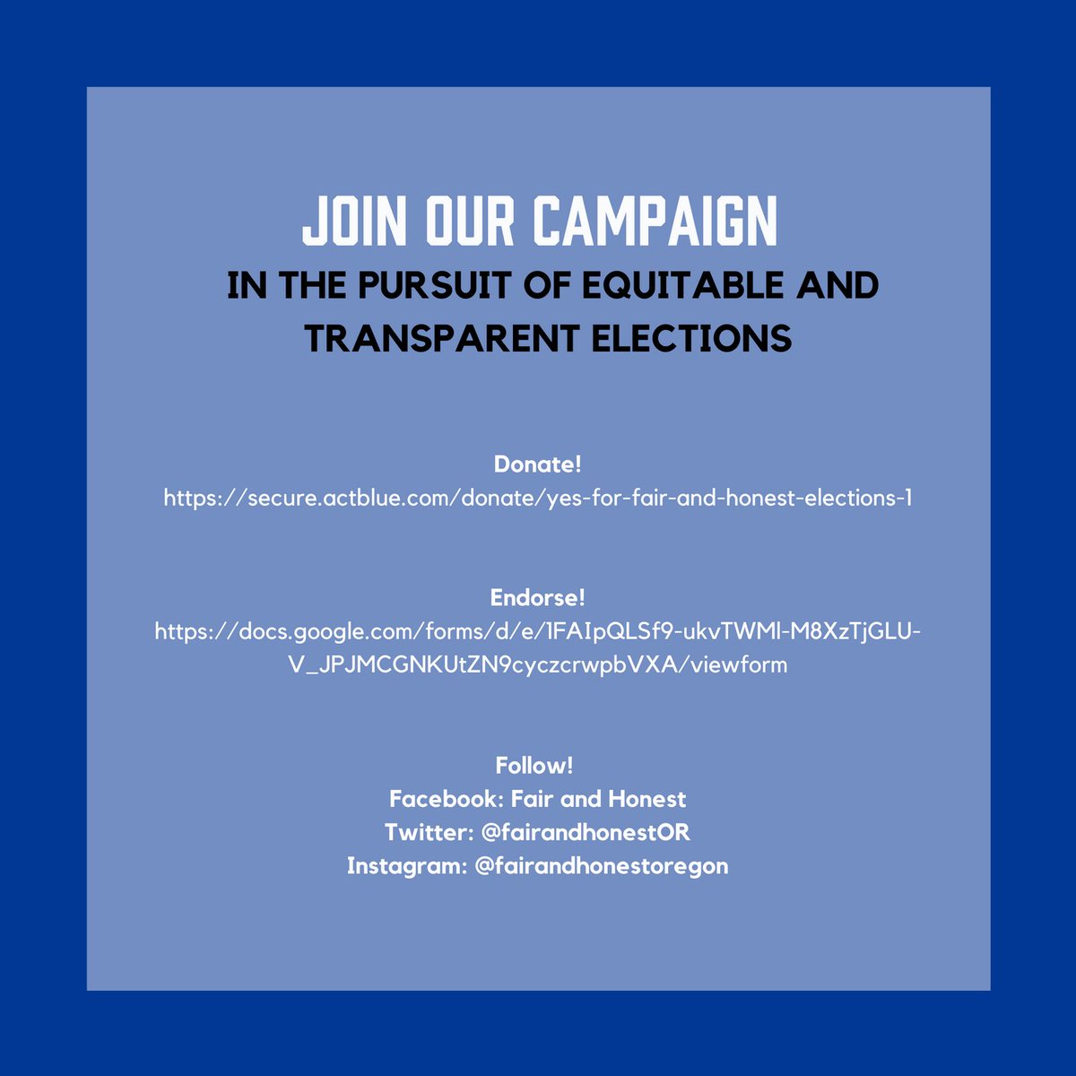 fairandhonestOR's tweet photo. We have a fundamental right to know the true sources of money spent on our elections. Click the links in our bio to help shine a much needed light on the big money special interests trying to influence our votes in Oregon! #sjr18 #orpol #orleg #darkmoney https://t.co/aiI1qU4eCD