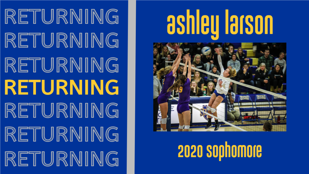 SaintsVball's tweet photo. MEET YOUR TEAM: Returning for her Sophomore year is right side hitter, Ashley Larson! https://t.co/IctOqEelsP