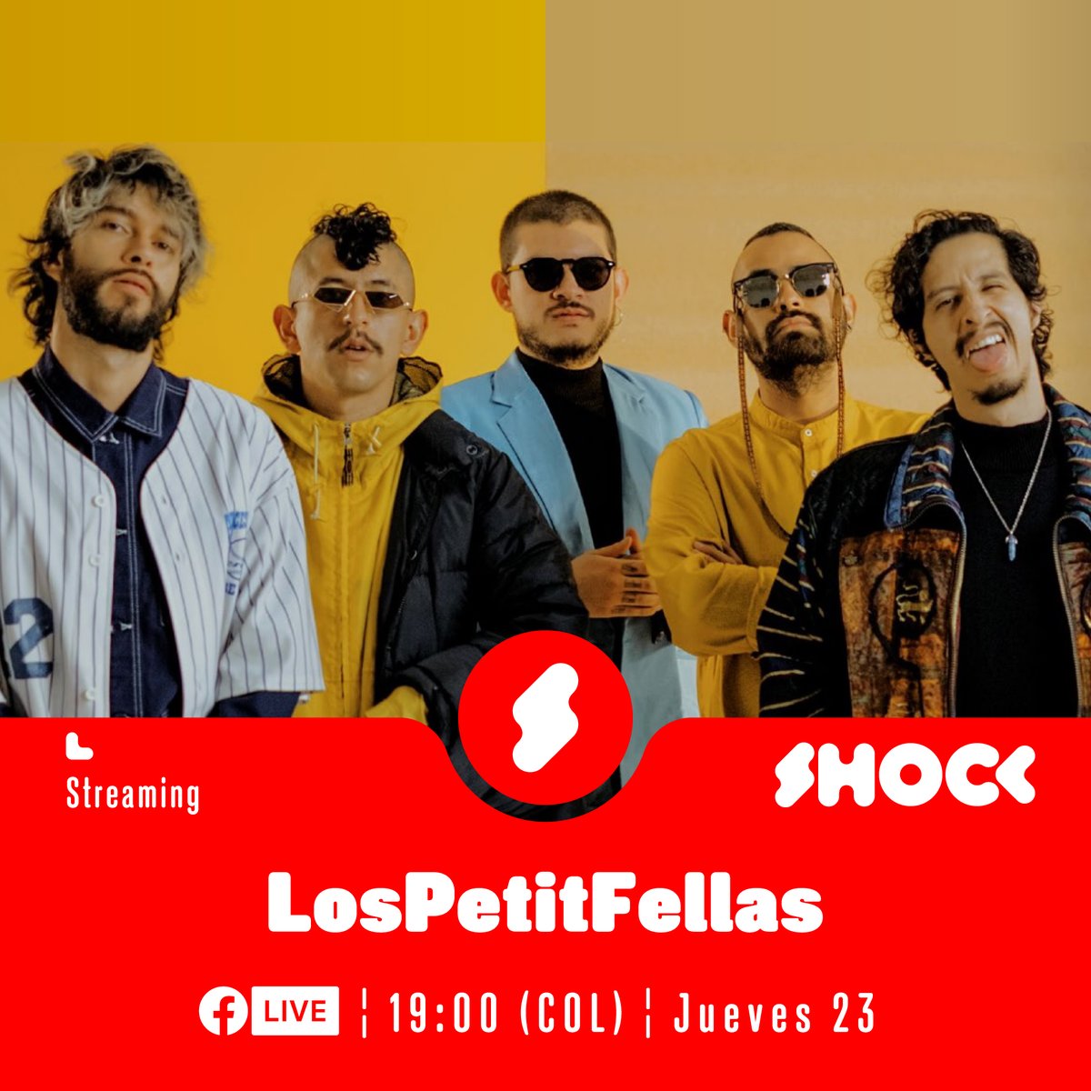 ShockCo's tweet photo. ¡Atención! César Henao, @NicolaiFella y @spanesso10 de @LosPetitFellas se toman nuestro Facebook este jueves 23 de julio a las 19:00 (COL), para hablar de lo que será la llegada de 'Buenos días', la primera parte (de tres) del próximo álbum titulado '777'. | #StreamingShock https://t.co/W8CwbA6Xw3