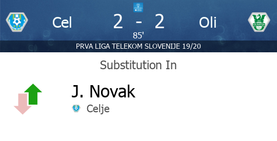 PrvaLigaEN's tweet photo. [85'] SUBSTITUTION IN - J. Novak (Celje) - Celje v Olimpija Ljubljana  - https://t.co/nlT69eDgb7 https://t.co/FRYrjvSRgS