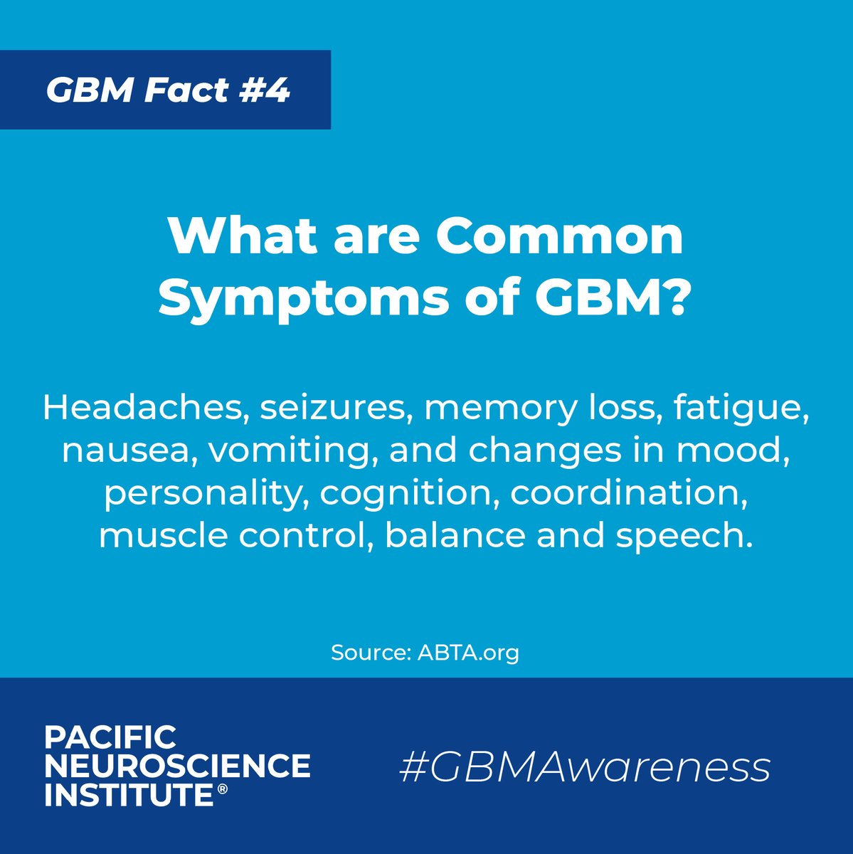 PacificNeuroPNI's tweet photo. What is Glioblastoma? Here are some facts. #GlioblastomaAwareness.
For more information, please visit:
https://t.co/TGPesiJLk0
#ThinkPNI #GBMawareness #PacificBrainHealth https://t.co/WTWUoJTLgV