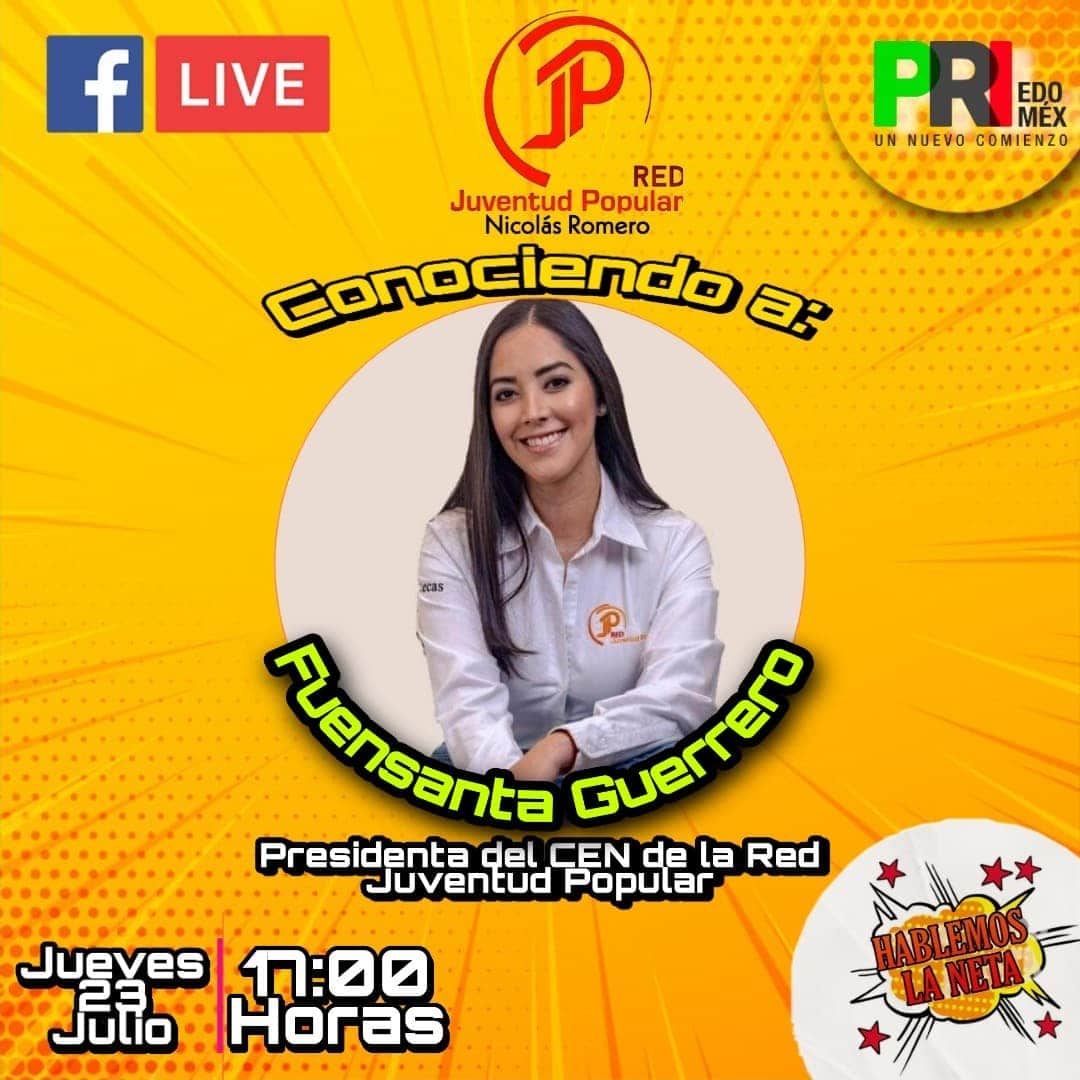 CENJP's tweet photo. El día de mañana estará vía #FacebookLive nuestra #Presidenta @fuensantaGuerr4 con nuestros amigos de la @jpnicolasromero en #HablemosLaNeta.

¡No se lo pierdan!

#SomosJP https://t.co/iw0CGoId3r