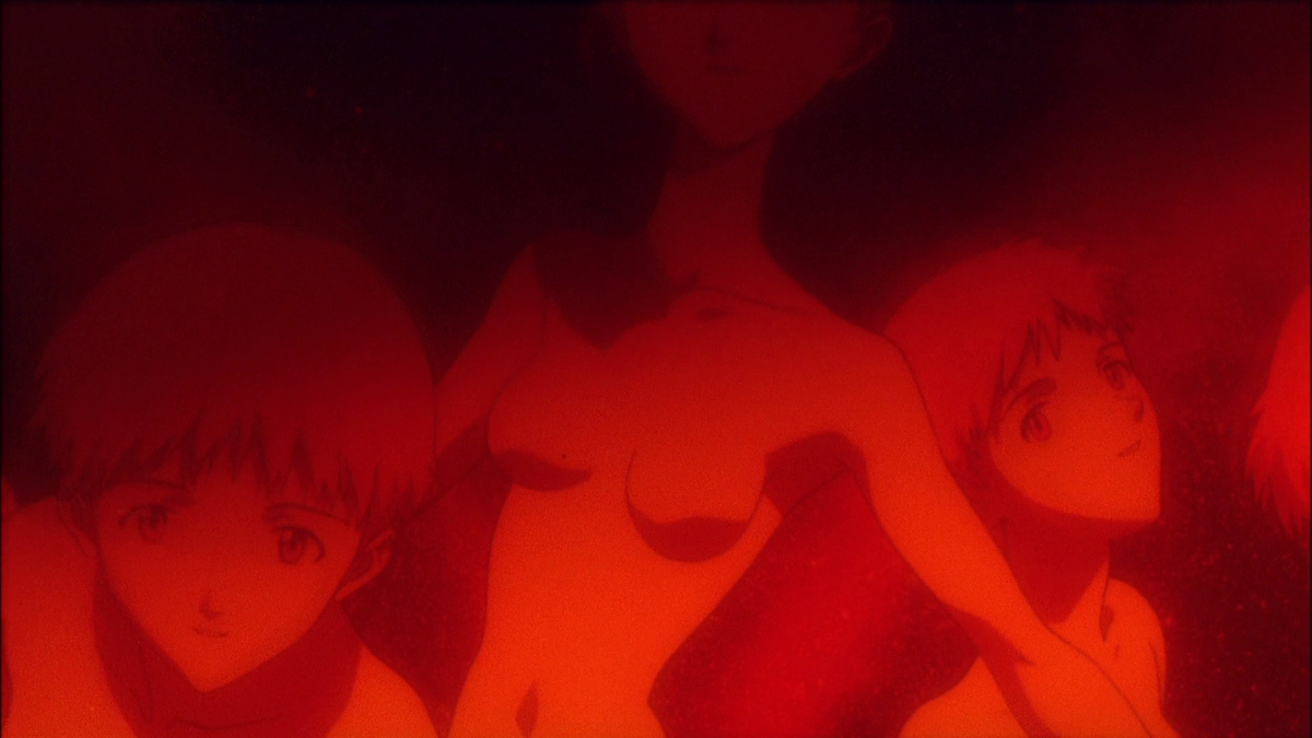 so shinji experiences gender anxiety conditioned by misato/asuka & mediated thru, imo, gendo (QM+i talk abt the importance of gendo's "gaze" in signalling Things). there's also this interesting cap in EoE that a lot of tumblr users used 2 talk abt, where shinji "has" rei's body.