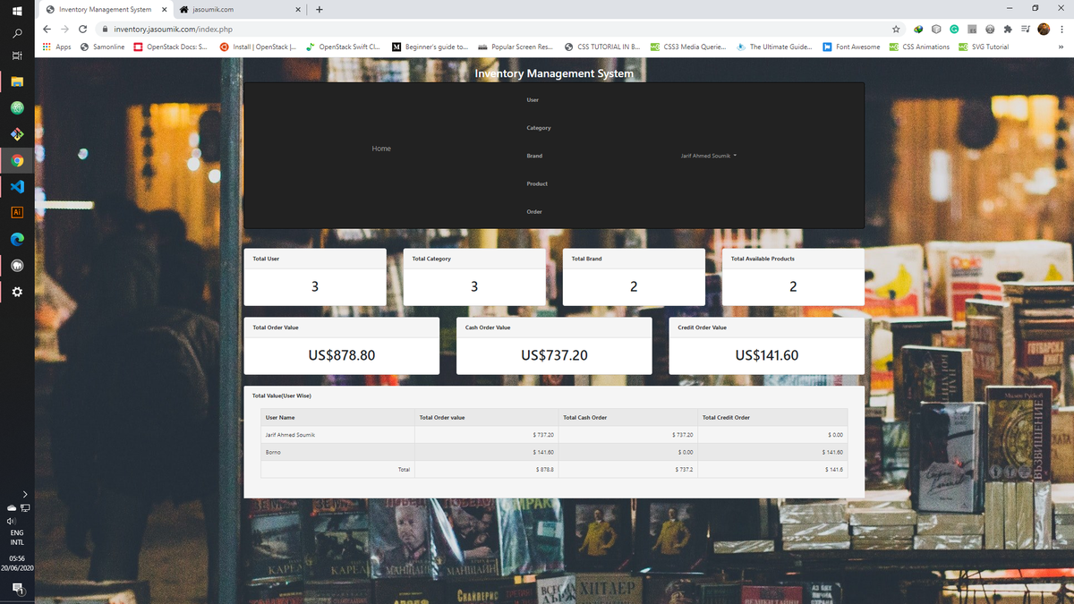 jasoumik's tweet photo. An Inventory Management System
Project Completion Date: 20th June 2020
Site Link: https://t.co/fii6FkZEXn
#php #dompdf #ajax #jquery #datatables #mysql
#quarentinelearning https://t.co/Wl3VYa4ns3