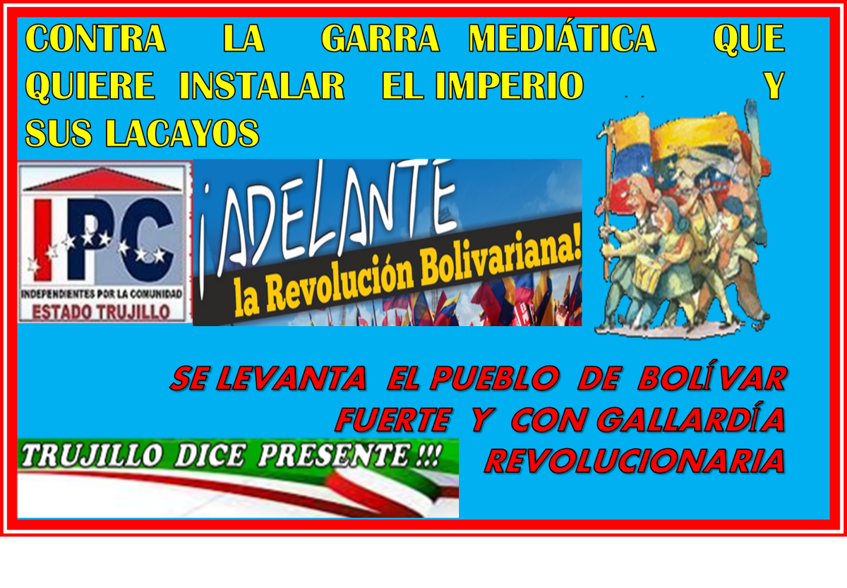#IPCNTRUJILLO #LaVozDeHugbelRoa <a href="/PartidoPSUV/">PSUV</a> <a href="/TareckPSUV/">Tareck El Aissami</a> @Iroschima_JPSUV <a href="/LaHojillaenTV/">La Hojillaen</a> <a href="/Gerardo4fPsuv/">Gerardo Márquez</a> <a href="/gestionperfecta/">Carmen Meléndez</a> 
<a href="/jaarreaza/">Jorge Arreaza M</a> <a href="/dcabellor/">Diosdado Cabello R</a> <a href="/NicolasMaduro/">Nicolás Maduro</a> <a href="/RangelSilva4F/">Rangel Silva</a>  <a href="/hugbelpsuv/">Hugbel Roa</a> <a href="/ConCiliaFlores/">Cilia Flores</a> <a href="/HectoRodriguez/">Héctor Rodríguez C.</a> <a href="/gestionperfecta/">Carmen Meléndez</a> <a href="/JacquelinePSUV/">Jacqueline Faria</a> <a href="/LaHojillaenTV/">La Hojillaen</a>