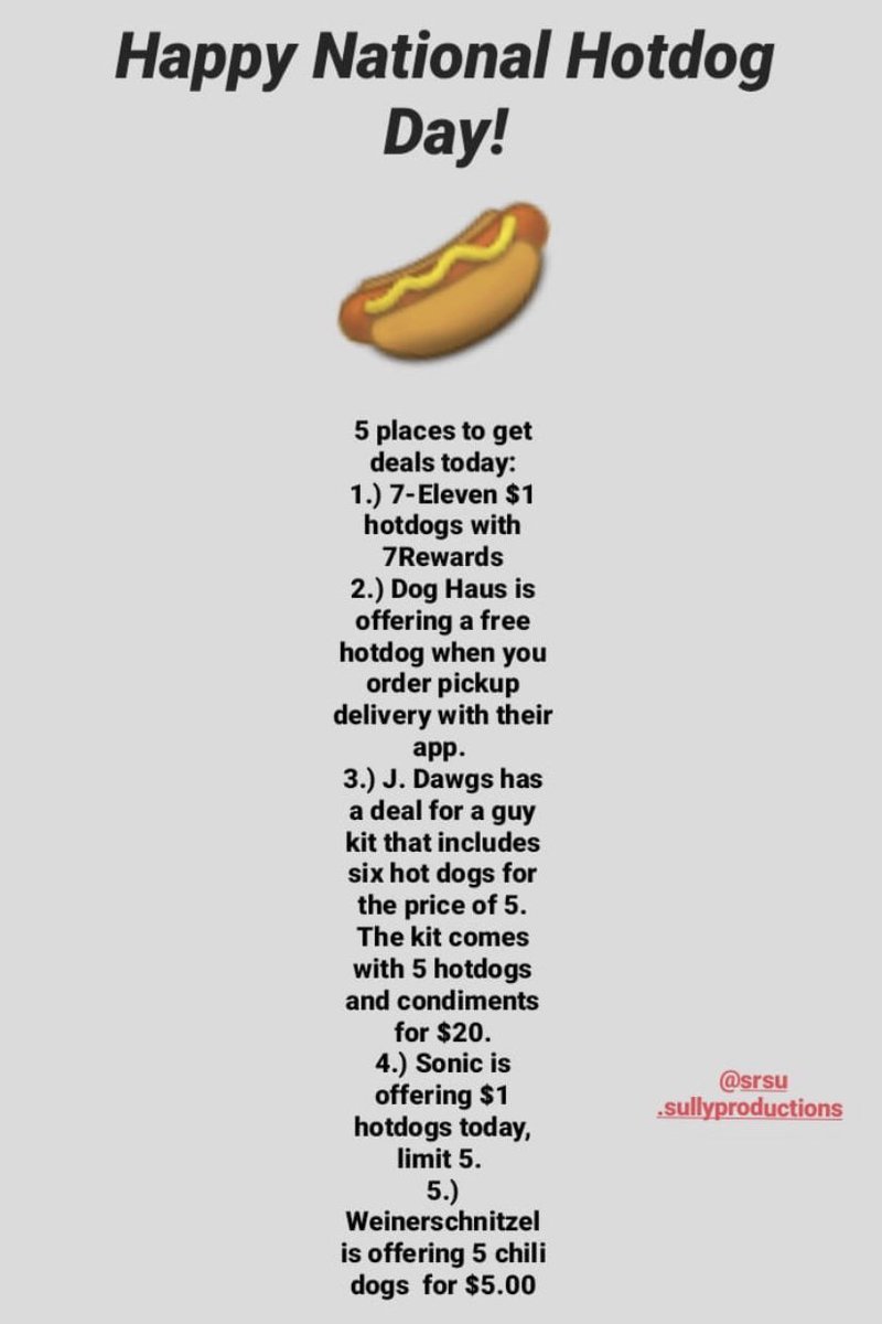 SRSU Campus Activities (@srsuactivities) on Twitter photo Lobos!!! Dont Forget, Todays National Hot Dog Day !! 🌭 Lobos!!! Dont Forget, Todays National Hot Dog Day !! 🌭