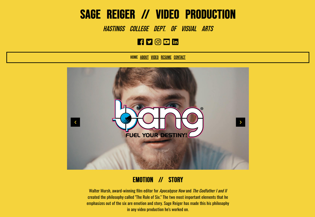 sagereiger's tweet photo. I would like to formally launch my new website, https://t.co/51x8DswyvS 1.0! You can find and watch some of my best video work, learn a little more about me, my resume, and contact info for inquiries. A film reel of my work will be coming soon. https://t.co/d9dsvMDDn7