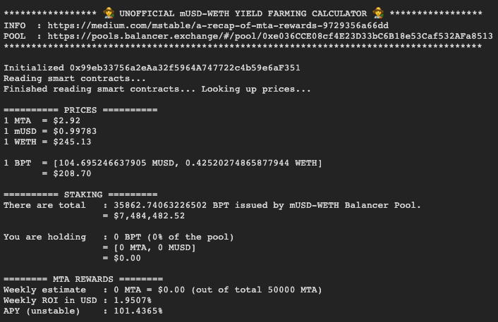 Weeb_Mcgee's tweet image. Welcome @mstable_ to yieldfarming.info !

mUSD-USDC: $5,169,567.70 (146% APY)
mUSD-WETH: $7,490,298.04 (101% APY)
mUSD-MTA: $3,953,217.27 (287% APY)

(requested by @ChainLinkGod)