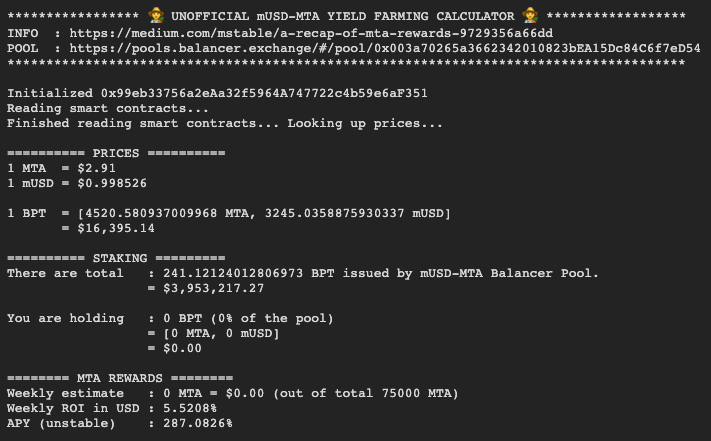 Weeb_Mcgee's tweet image. Welcome @mstable_ to yieldfarming.info !

mUSD-USDC: $5,169,567.70 (146% APY)
mUSD-WETH: $7,490,298.04 (101% APY)
mUSD-MTA: $3,953,217.27 (287% APY)

(requested by @ChainLinkGod)