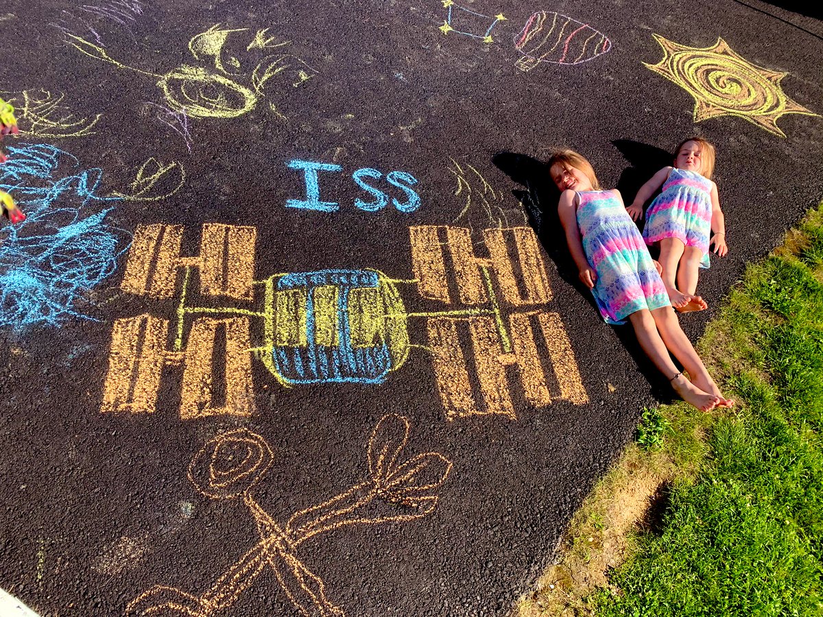 julsleb's tweet photo. @Cmdr_Hadfield this is your biggest 5 year old fan, Ellie. She is on a space walk with you and her little sister. Super excited to watch for the ISS tonight - over Cape Breton, N.S. #futureexplorer https://t.co/Cvynx8akiD