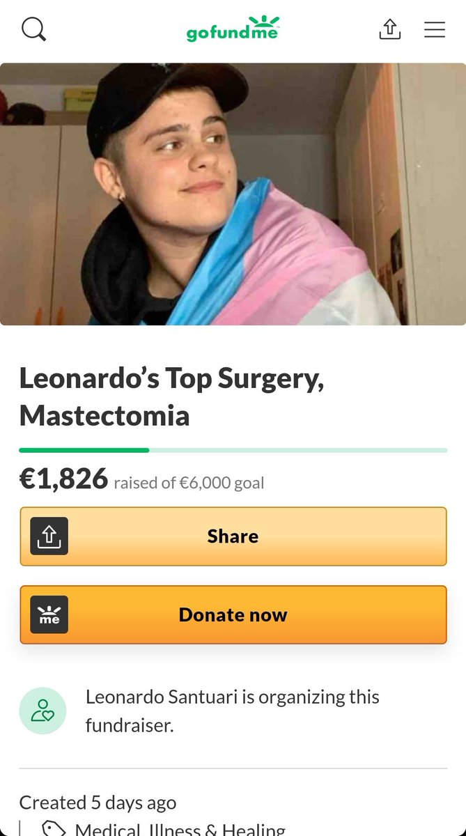 anikeatable's tweet photo. Seguo da tanto questo ragazzo su tiktok.
Lui si chiama Leonardo, ha 18 anni e vorrebbe un aiuto per una mastectomia (per chi non lo sapesse, in poche parole, consiste nella rimozione del seno). L'operazione è molto costosa.
So che Twitter in molte occasioni si è rivelato un > https://t.co/DydzcThgKP