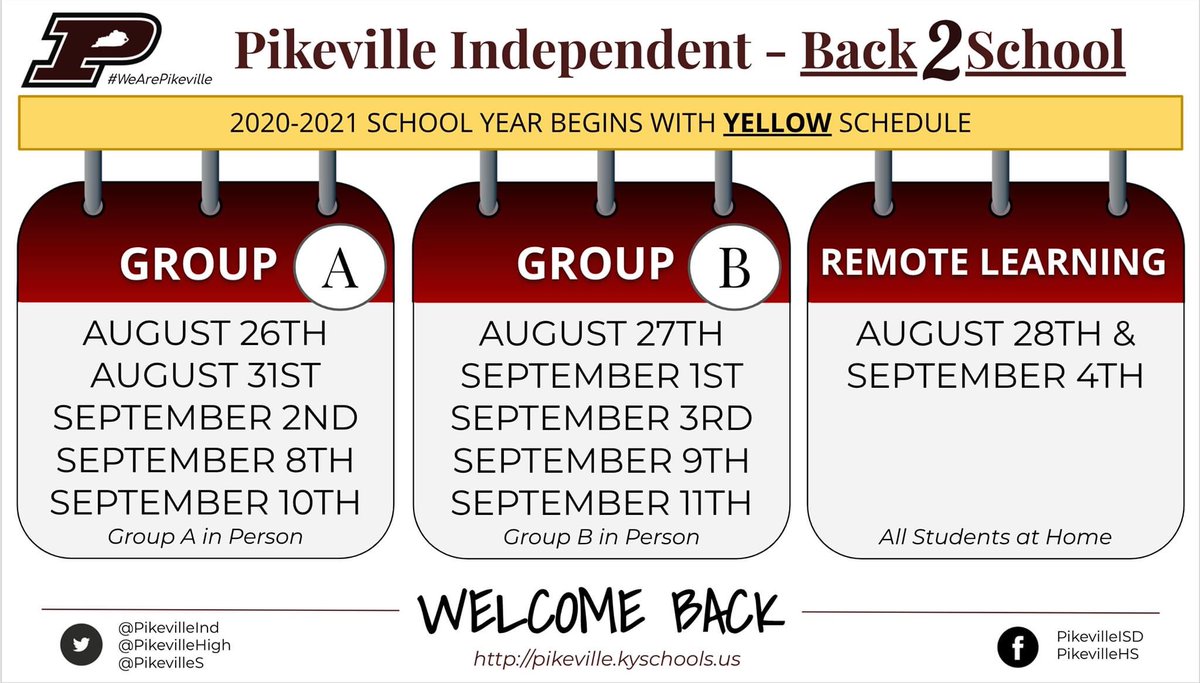 Pikeville Independent Schools will be starting on a Hybrid Schedule Aug. 26th, 2020. An intent form will be online next Tuesday for parents to fill out.