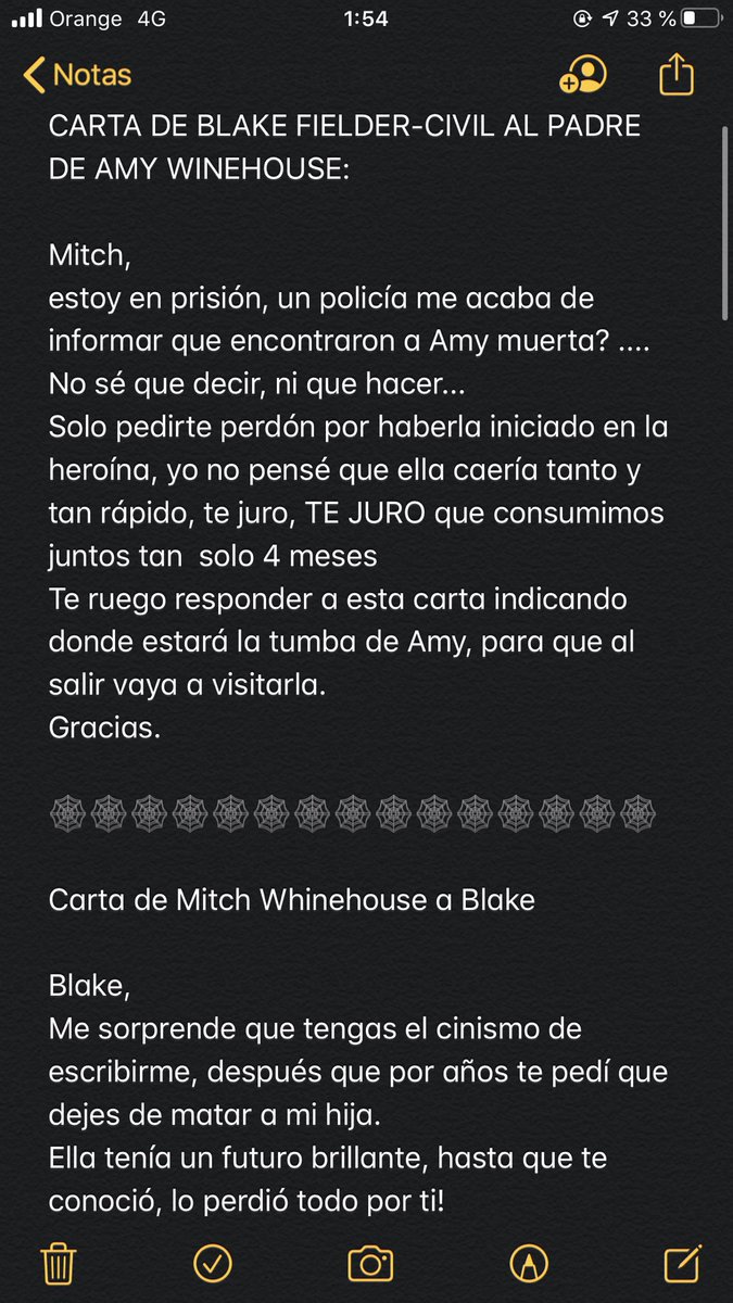 vicmompo's tweet photo. Carta de Blake (ex de Amy  Winehouse) al padre de Amy https://t.co/AW0qVQEMqe