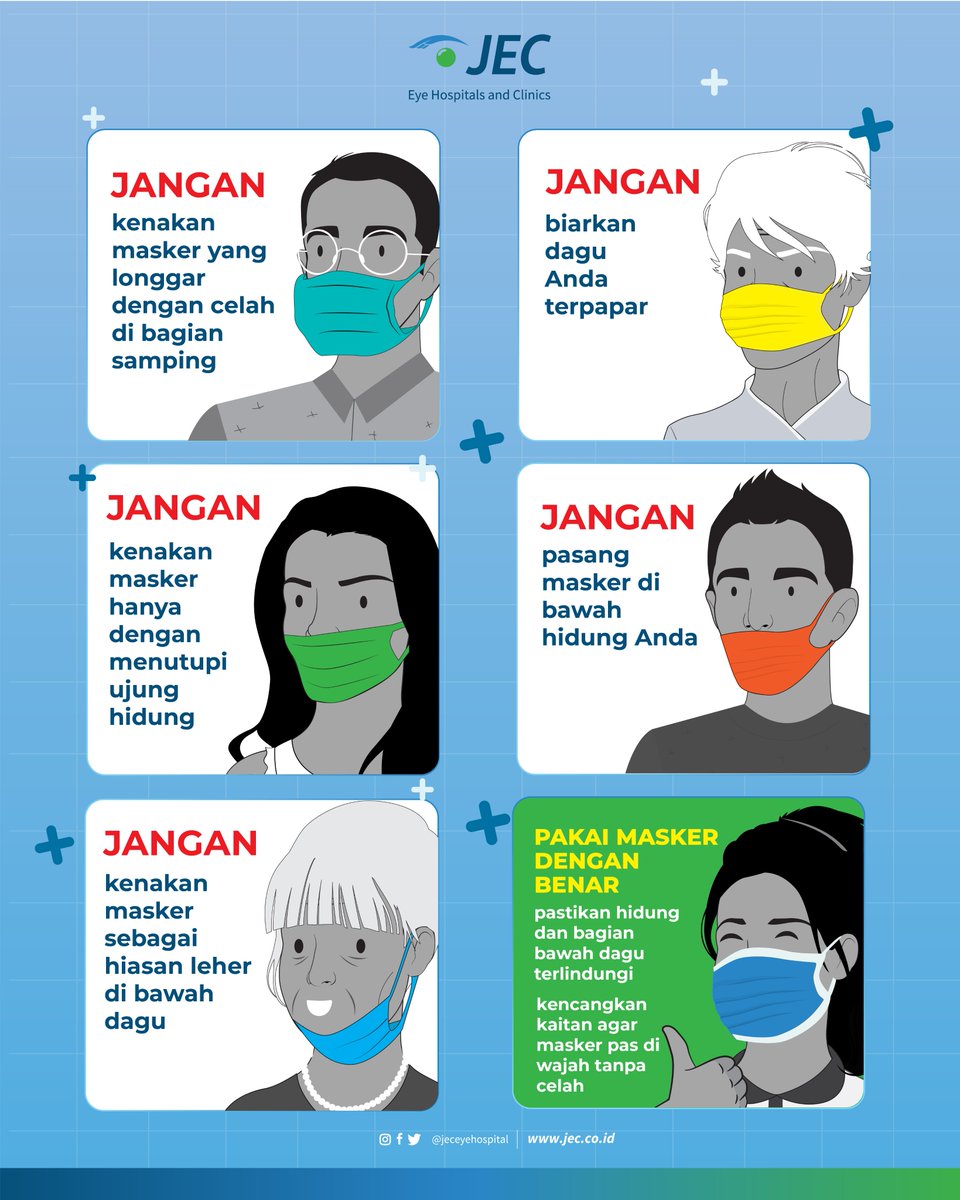 Twitter JEC Eye Hospital Selalu Gunakan Masker Dengan Baik Dan Benar Untuk Melindungi Diri Dari Penularan COVID 19 Simak Yuk Apa Saja Kebiasaan Buruk Dalam Cara Memakai Masker Dan Cara Yang Benar