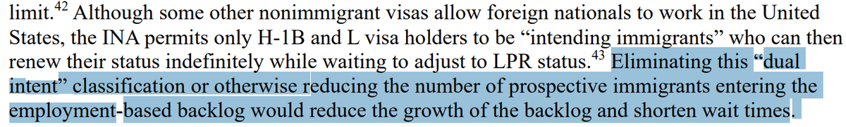 Since  @SenatorDurbin was relying on the Congressional Research Service (CRS) findings to correctly dismantle what a terrible bill S386 is, he should refer to the same CRS report that states the "dual-intent" clause should be removed for H-1B & L visas - source of the problem.