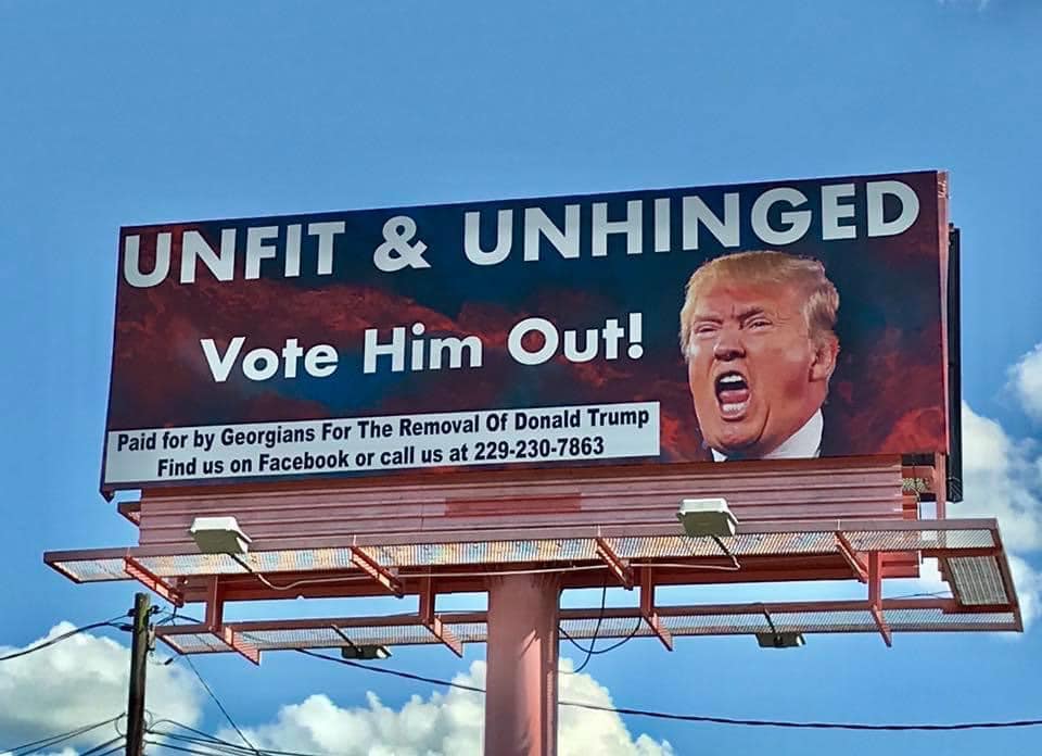 SpiritVlogger's tweet photo. @realDonaldTrump @SenCoryGardner @SteveDaines Here's something outdoors for you.  The deep south. Valdosta. Georgia. Even the rednecks want you gone. https://t.co/xu5tT8OY66