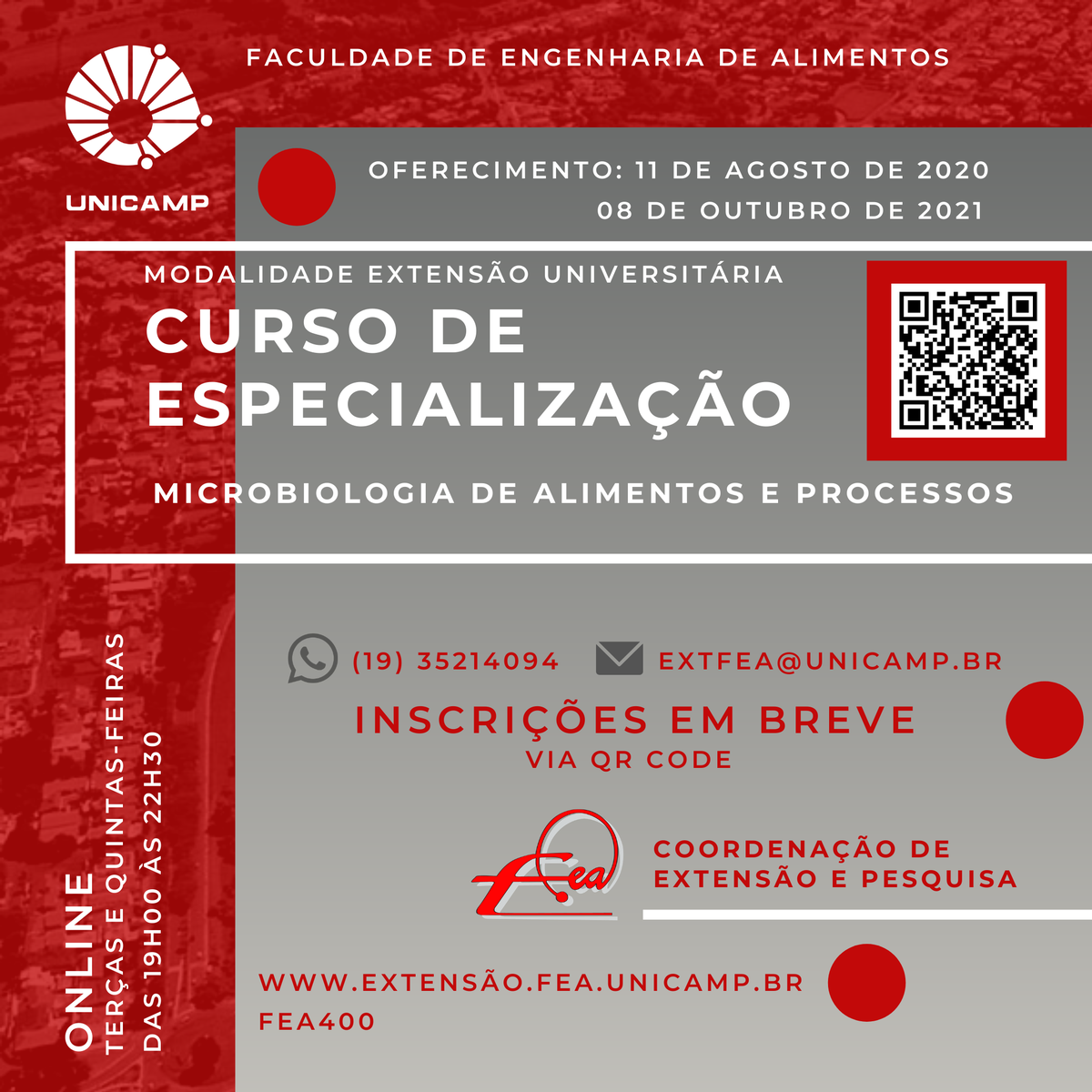 foodunicamp's tweet photo. ESPECIALIZAÇÃO MODALIDADE UNIVERSITÁRIA
Mais infos pelo qr code. 
#feaunicamp #feasustentavel #foodfea #extensaouniversitaria #alimentos #especializacaoonline #especializacao  
#cursoalimentos #microbiologia #gestaodeprocesso #gestao #microdealimentos https://t.co/2DkhEjhiGH