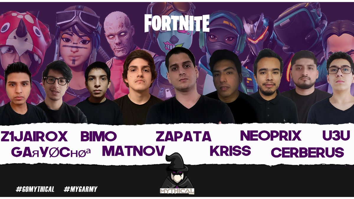 MythicalGam's tweet photo. #Fortnite 

🔥¡Queremos anunciar nuestro roster oficial de Fortnite !🔥

Por fin podemos revelar a todos nuestros muchachos, gracias por ser parte de esta familia! ❤️

#GoMythical #MYGARMY https://t.co/vepQLFDKj8