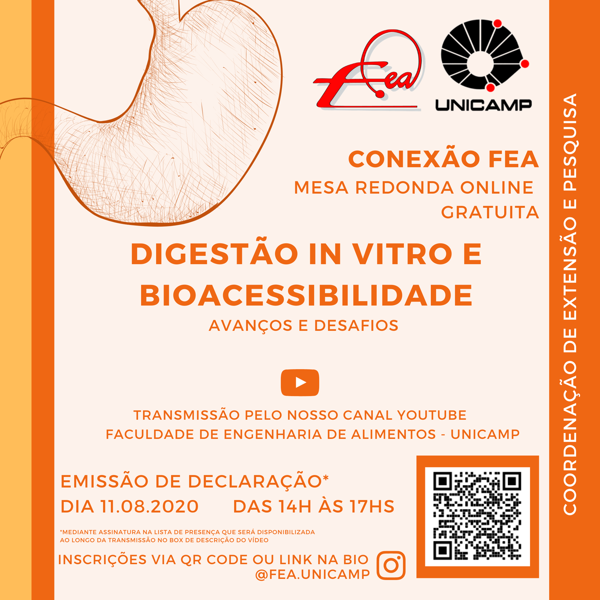 foodunicamp's tweet photo. MESA REDONDA:DIGESTÃO IN VITRO E BIOACESSIBILIDADE 
Inscrições via QR CODE
#feaunicamp #feasustentavel #foodfea #digestao #bioacessibilidade #mesaredonda #alimentos #food #unicamp #eventogratuito #conexaofea #alimentacao https://t.co/iftBXHtzQW