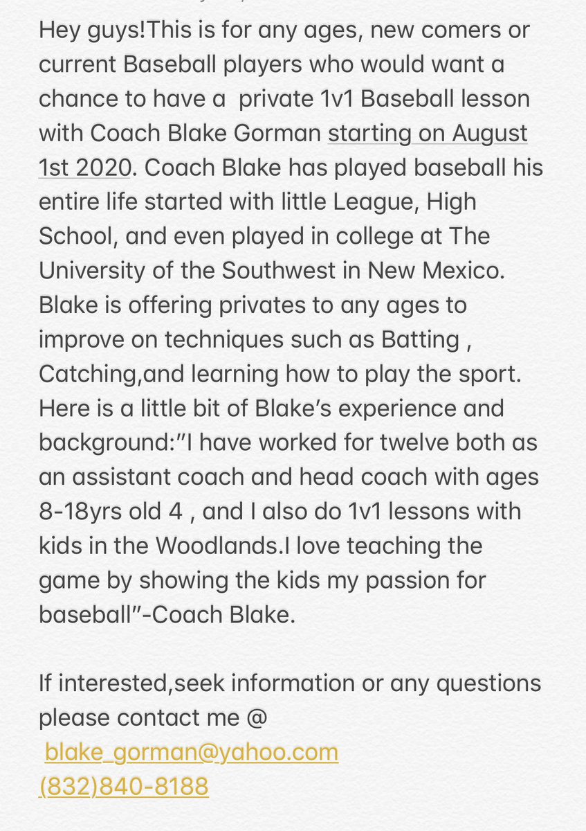 estephanie0614's tweet photo. Hey guys!! Please help Coach Blake  by telling your friends and family !! Much appreciate ⚾️ https://t.co/hCP54LcdSV