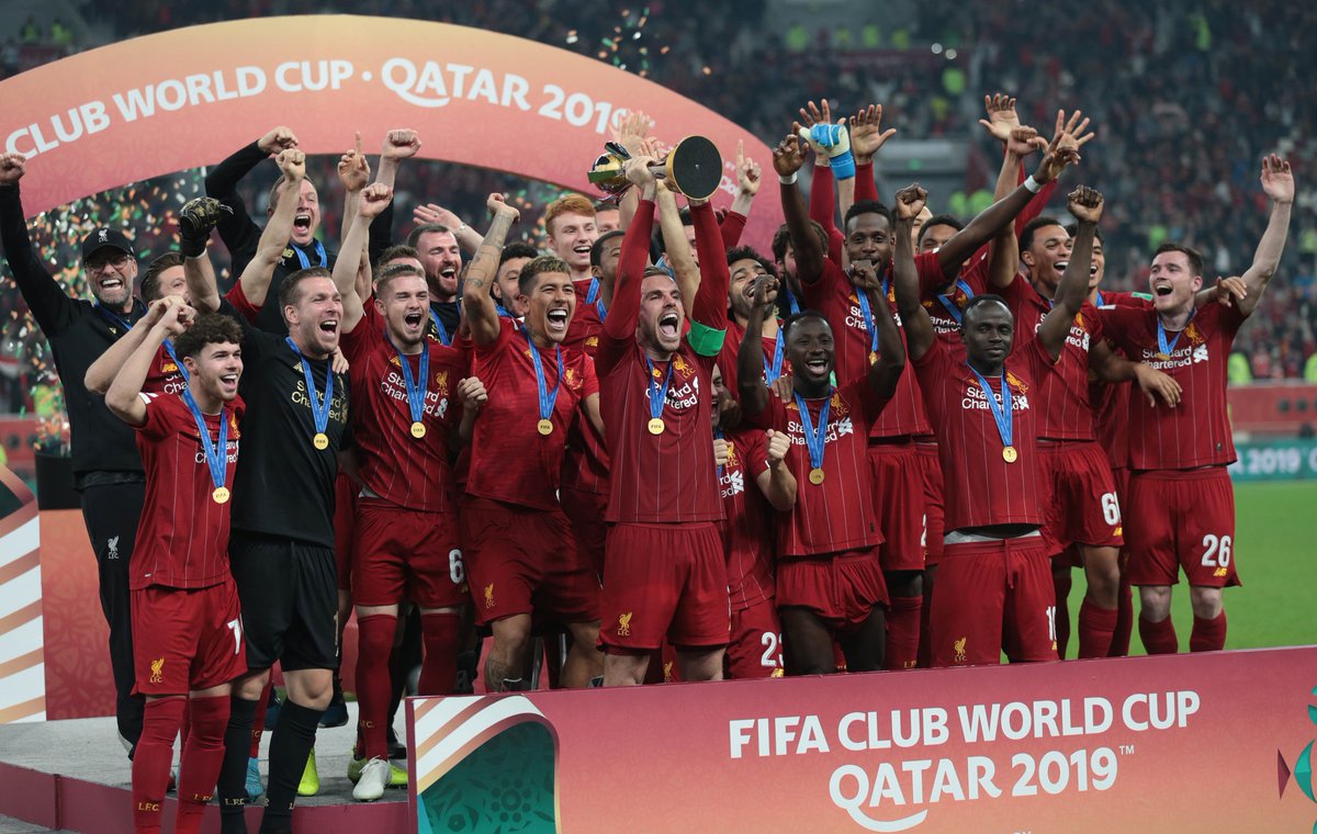 Sporf's tweet photo. 🏴󠁧󠁢󠁥󠁮󠁧󠁿 Premier League Champions.

🇪🇺 European Champions.

🌍 World Champions.

🔴  Liverpool Football Club. https://t.co/6Z6JvYmHLE