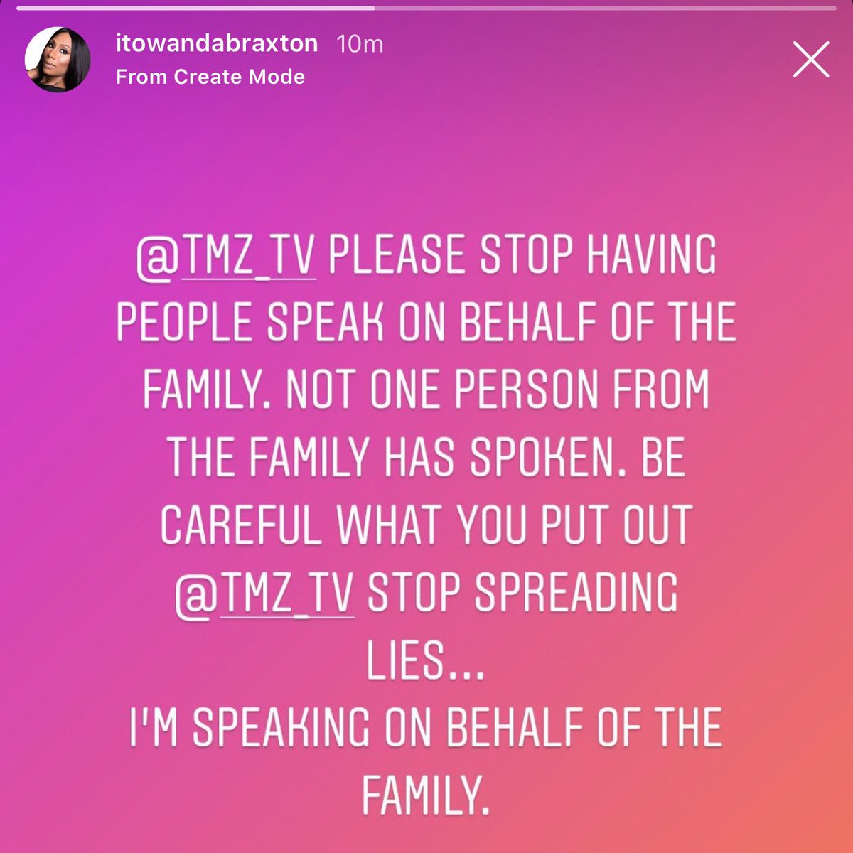 TamarAccess's tweet photo. Towanda Braxton’s statement on behalf of the family. https://t.co/OVt2zyTXgB