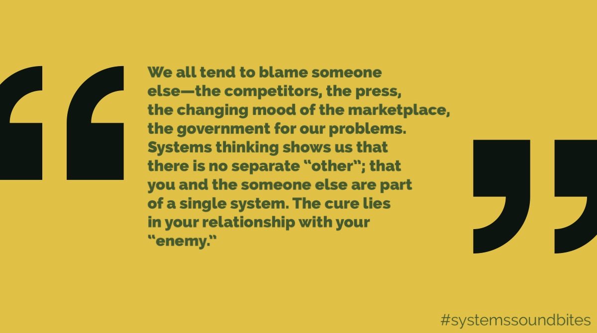 SysSoundbites's tweet photo. Source: Senge, P., 2006. The Fifth Discipline. London: Random House Business.

#systemsthinking #systemssoundbites https://t.co/hmScNMdHTw