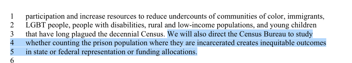 There is a pretty weird sentence about prison gerrymandering in the plan (CC  @Taniel). It's pretty awesome to see the topic make it into the draft but why do we need to study it? Of course prison gerrymandering is discriminatory and it should be banned.