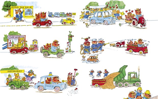 We were inspired by Richard Scarry's "Busytown" which was important to both our childhoods and which we think has unduly shaped grown people's visions of how towns work, hence the visual corrective.