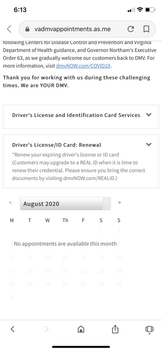 JHoffman_DC's tweet photo. @GovernorVA August people really need guidance right now about our license renewals. No July or Aug appointments available. This Aug. 1 birthday girl is getting nervous! https://t.co/cthFoiE6DA