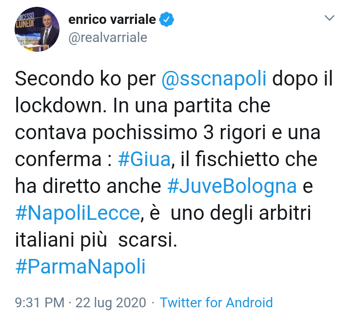 Djnc78's tweet photo. Il supervisore a 5⭐ #varriale e le fake news.
Una lunga, consolidata e indissolubile storia d'amore.
#JammeJa
#funiculìfuniculà
#ParmaNapoli https://t.co/M8Ibwx4iwO