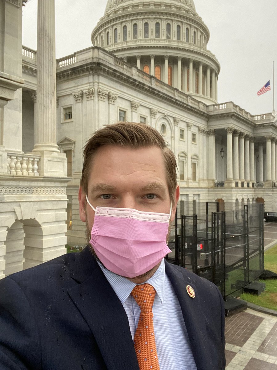 RepSwalwell's tweet photo. You can’t sit with us (unless you’re wearing a mask). #OnWednesdaysWeWearPink https://t.co/urKhw6H6dF