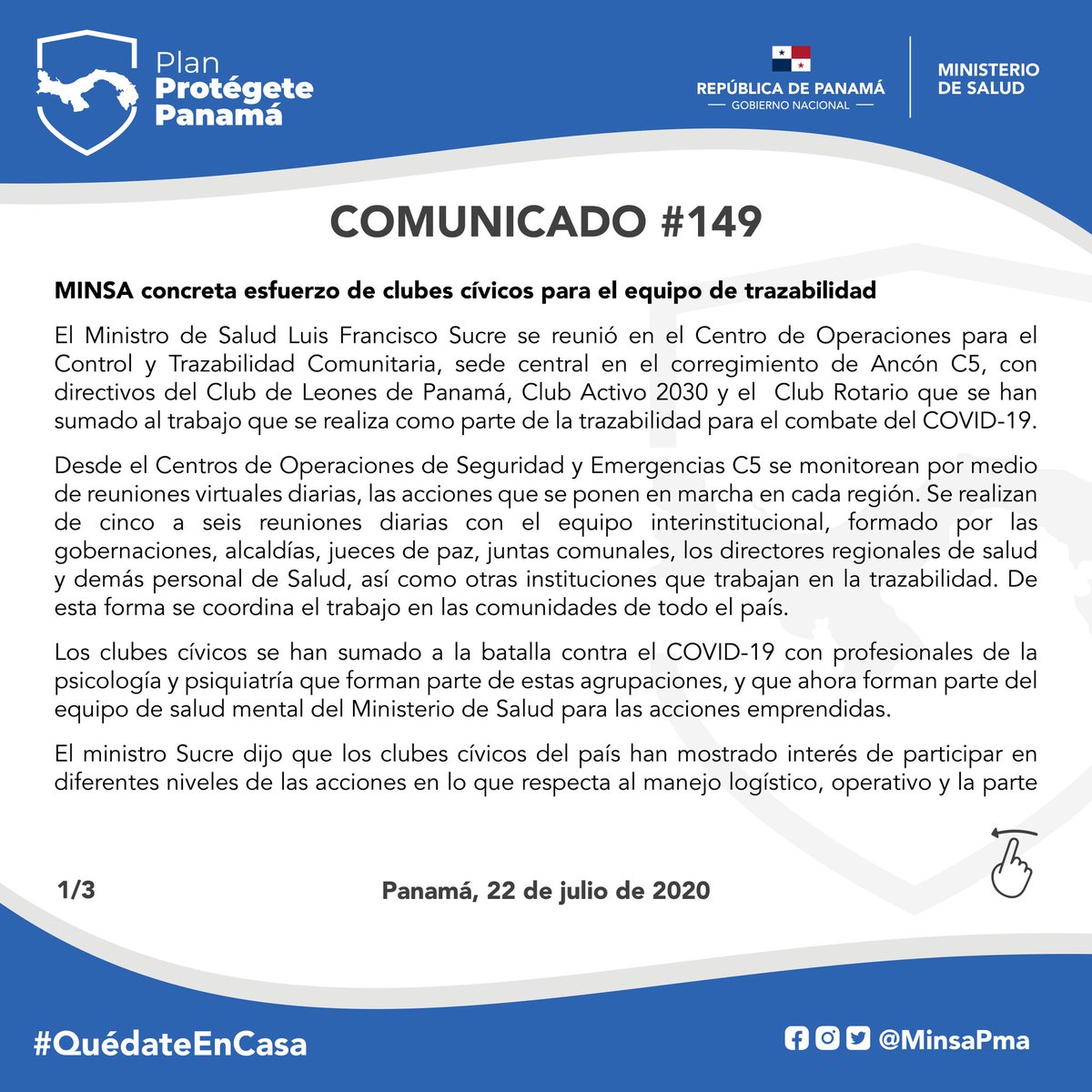 MINSAPma's tweet photo. Comunicado N° 149 #UnPanamáMejor🇵🇦 #ProtégetePanamá https://t.co/VhapZ31QBA