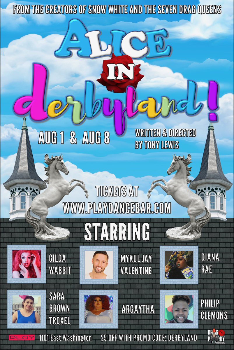 DragDaddyPro's tweet photo. Missing the theater? Need to get out of the house? Well, look no more, "Alice in Derbyland" is here. πππΉ
GET YOUR TICKETS NOW for the theater event of the summer! Visit https://t.co/HlVN8EtSQE #dragdaddy #ddp https://t.co/wqOhmL8Rsy