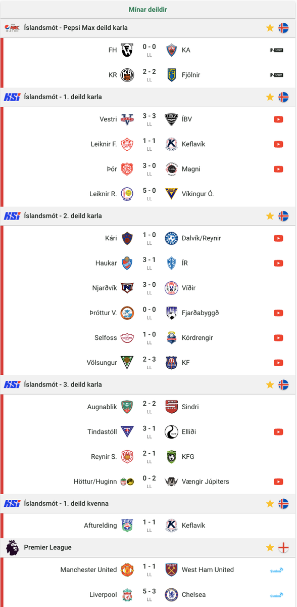Þannig fóru leikirnir í dag. Óskum Poolurum til hamingjum með titilinn.