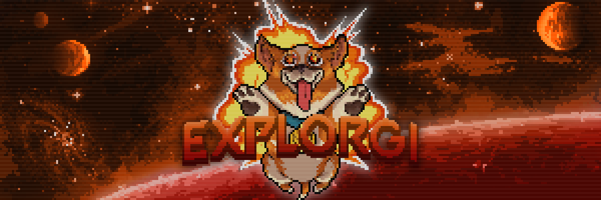 Jxszrr's tweet photo. Exploding Doggie in Space 🌌
Recent commission work for streamer @Explorgi 🔥
#pixelart #space #corgi #feareVo https://t.co/3aqQrRa8Dm