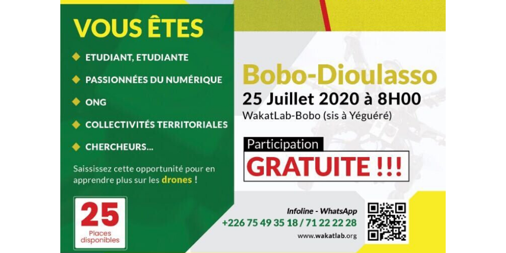 WeRobotics's tweet photo. .@BFlyinglabs and WakatLab are organizing a “Café drone” this Saturday, July 25th. Join them in Bobo Dioulasso to discuss "Drones: challenges and opportunities." https://t.co/jABcwtgNKc