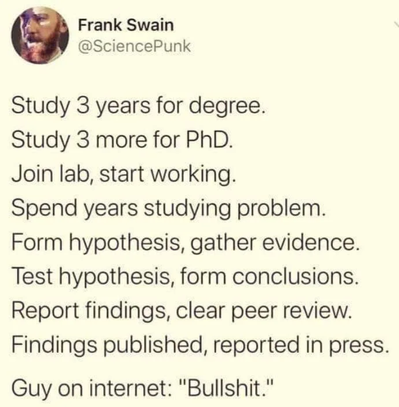 CSCarbone07's tweet photo. I guess sometimes we scientists don't know how to sell our ideas either 😋.
.
For me 5 years bachelor, 2 years master and 3 PhD can burn you so much it can become hard to explain yourself clearly and still sound interesting and fun to others.
.
#phd #funny #meme #research #covid https://t.co/ZEvRtPTFRK