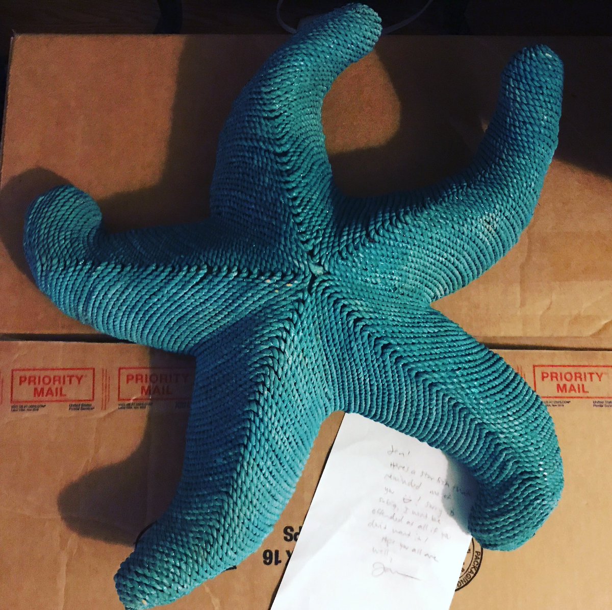 So excited to receive this from @JanineSDavis today! Can’t wait to get back on campus and hang it in my office. #throwstarfish #starfishthrower #madeadifferencetothatone
