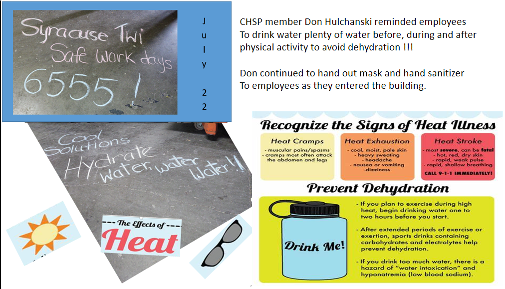 Empire0736's tweet photo. What's happening on the Syracuse Twilight? Sort Manager Rich ziemba talking Slips &amp; Falls with <1Yr employees. Also a M&amp;G addressing the signs on heat illness! @jenkowalik_ @KurtMarxSafety @safetyfirstNED #nedjuly2020takeaway https://t.co/6IK1Okdici