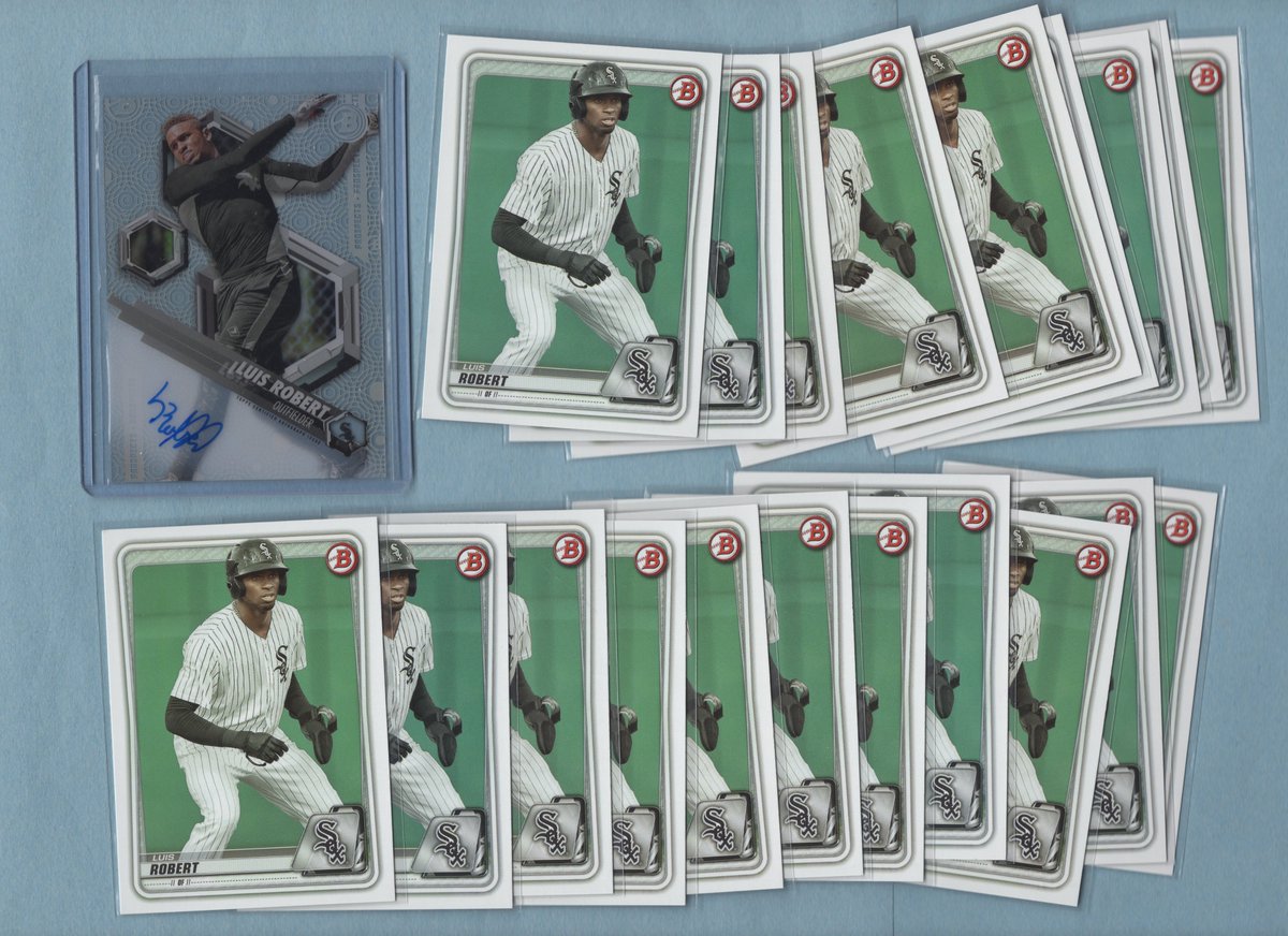 2000doubles's tweet image. Have the following Luis Robert lot available for sale, including a 2018 Autograph. Please note the description on the 2020 Bowman Base.

blowoutforums.com/showthread.php…

#BaseballCards #theHobby #Topps #collect