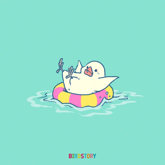 おはようございます。
本日は7月23日、海の日とのことです?
https://t.co/AwSltMfKlx 
#BIRDSTORY #海の日 #うきわ #文鳥 