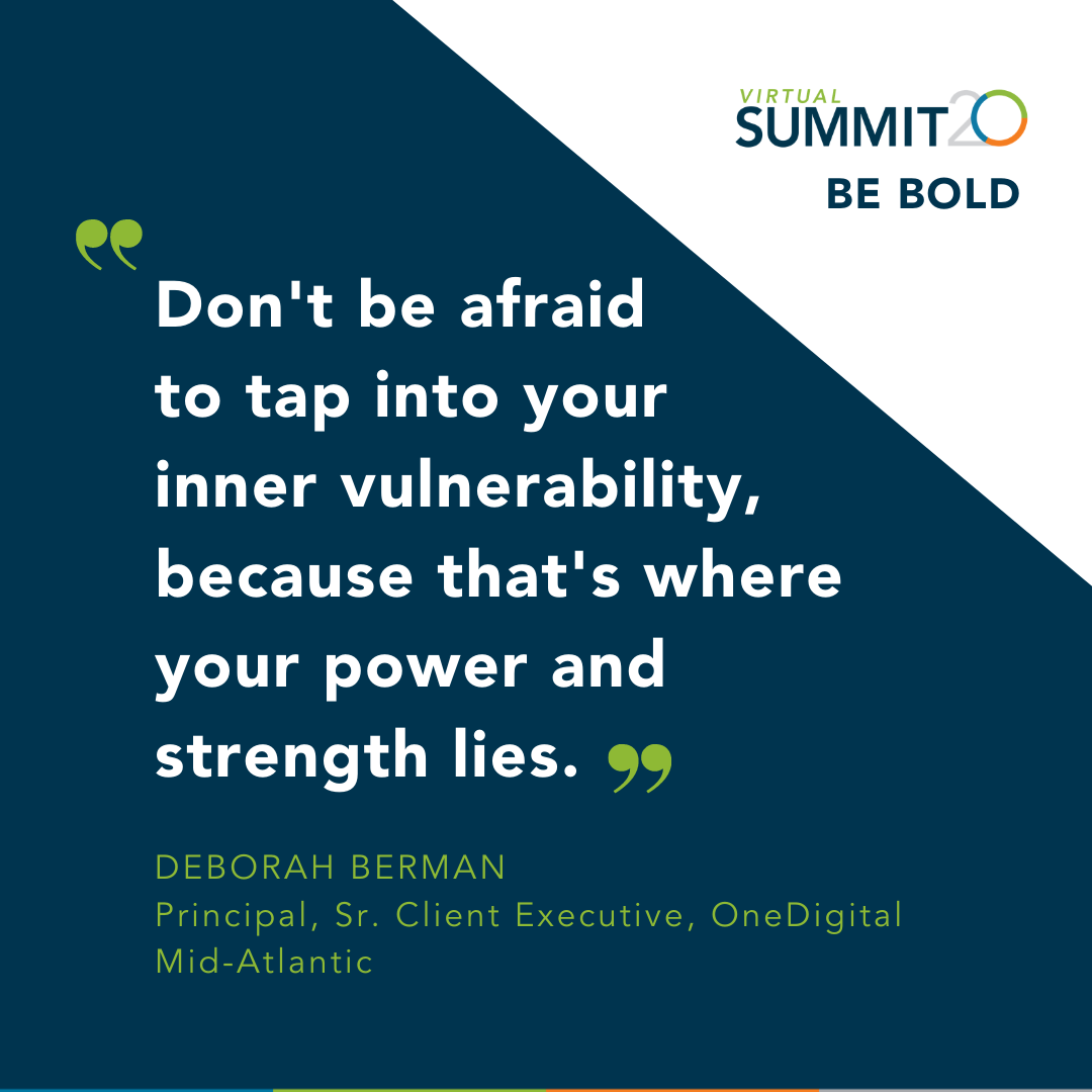 WeAreOneDigital's tweet photo. Besides the insightful breakout sessions, compelling main stage discussions, OneDigital leaders Deb Berman and Kim Wilson bravely shared critical learnings and pivotal experiences that have led them to where they stand today.
#onedigitalsummit20 #bebold https://t.co/9PXvRranIU