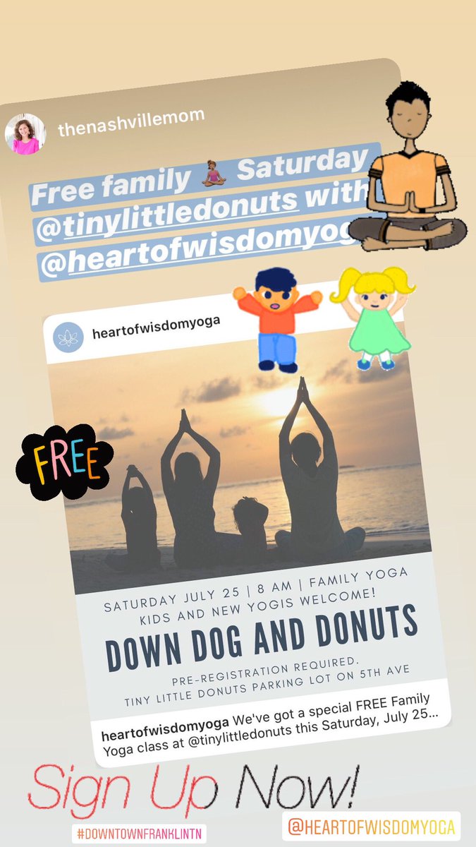 tinylittledonut's tweet photo. FREE #yoga & FREE #donuts 🤗 this Saturday 👏 🧘♀️ bring the kids! #FamilyFunTime #nashvilleparent #MusicCity #franklintn @visitfranklin @williamsonsrc #WearAMask #tnpledge 😷 https://t.co/Cy5mc2Wck2