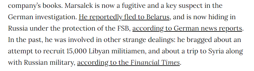 While several Wirecard executives have surrendered, confessed & agreed to cooperate.Marsalek ran, supposedly to Belarus & then Russia where it is claimed he is under the protection of FSB, the Russian intelligence agency.Who knows if any of that is true, but it is bizarre.